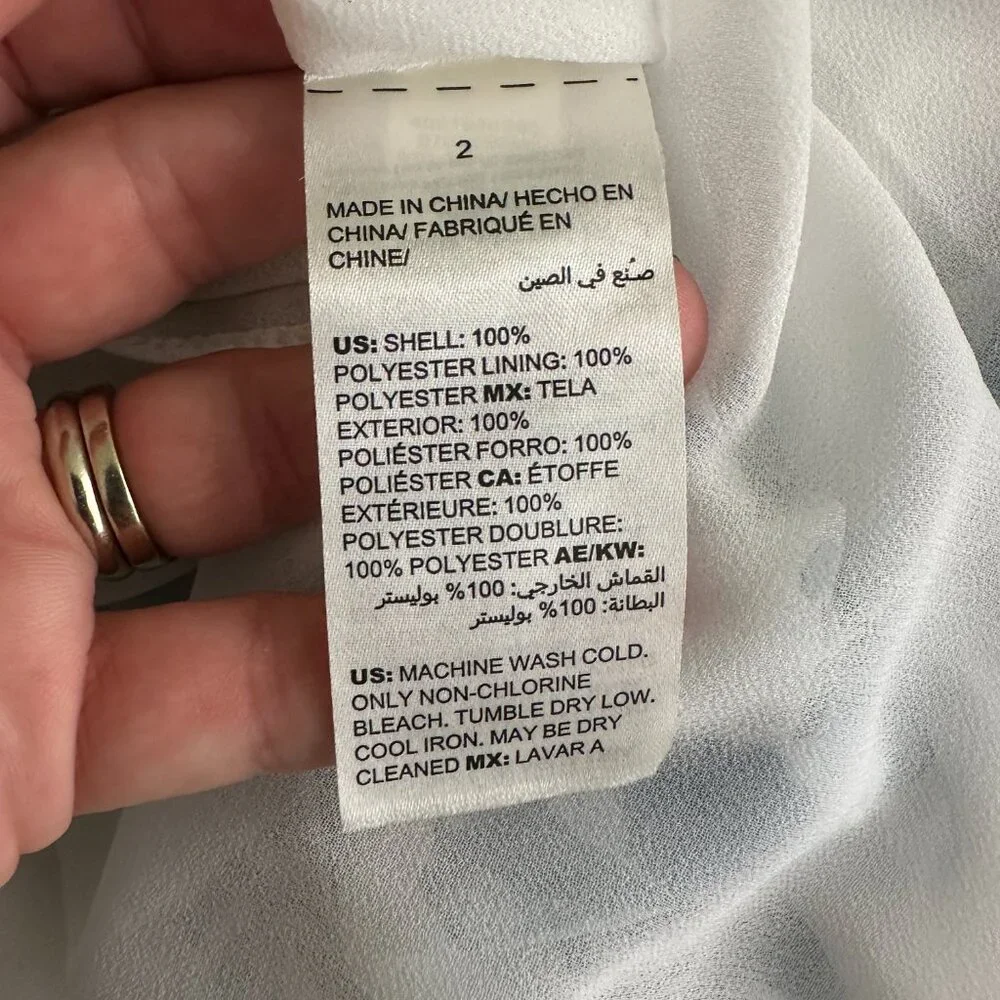 2/$30 White House Black Market Floral Print Long Sleeve Blouse w Keyhole #A0706 - Picture 8 of 9